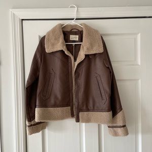 Size medium faux leather/sherling jacket